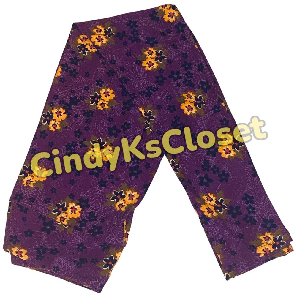 LuLaRoe Leggings ONE SIZE (2-10) Purple Multi-Color Print
